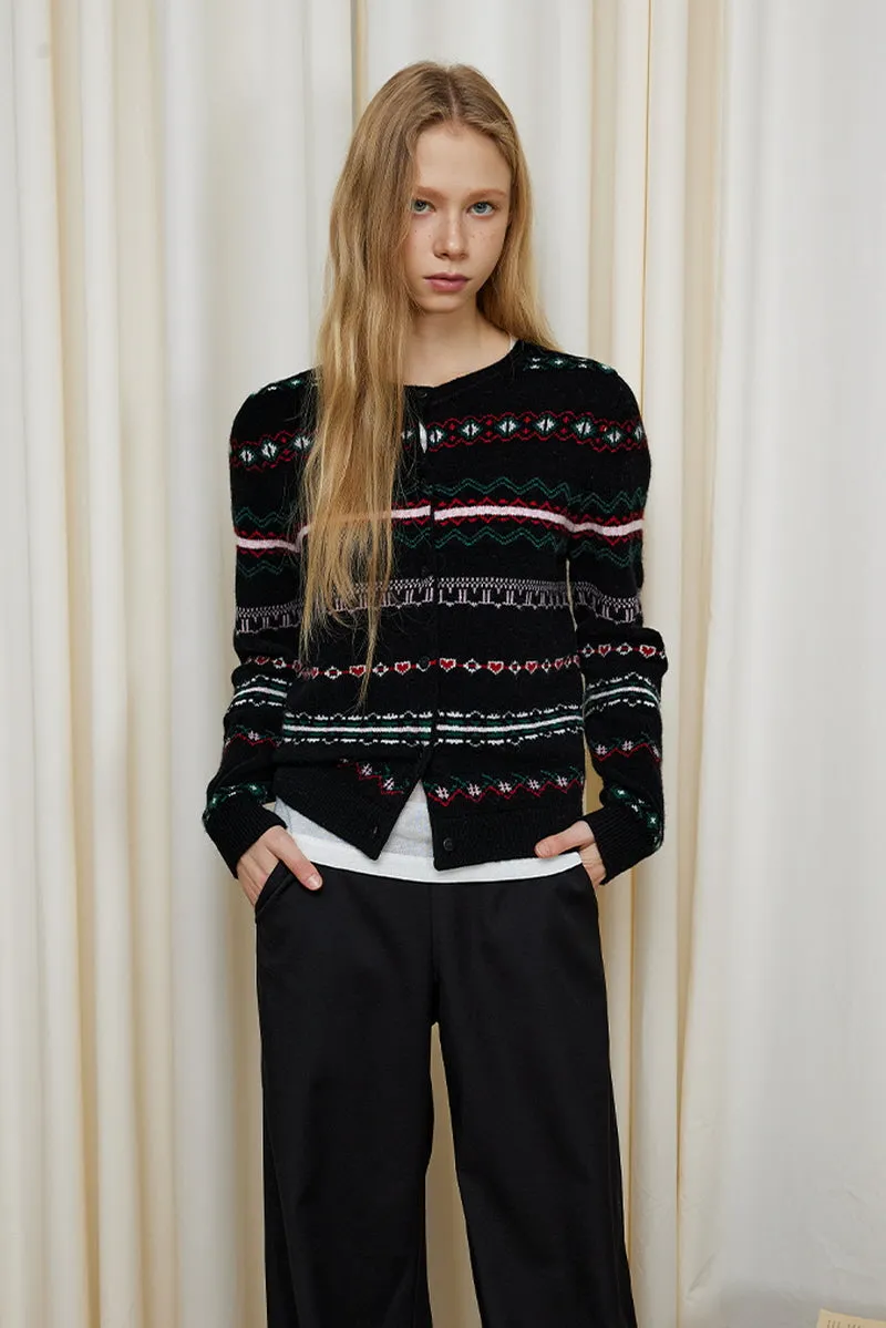 100% Wool Nordic Knit Cardigan