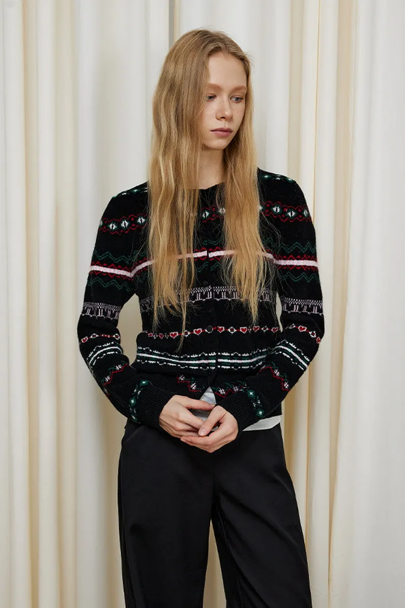 100% Wool Nordic Knit Cardigan