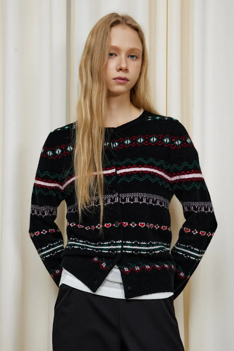 100% Wool Nordic Knit Cardigan