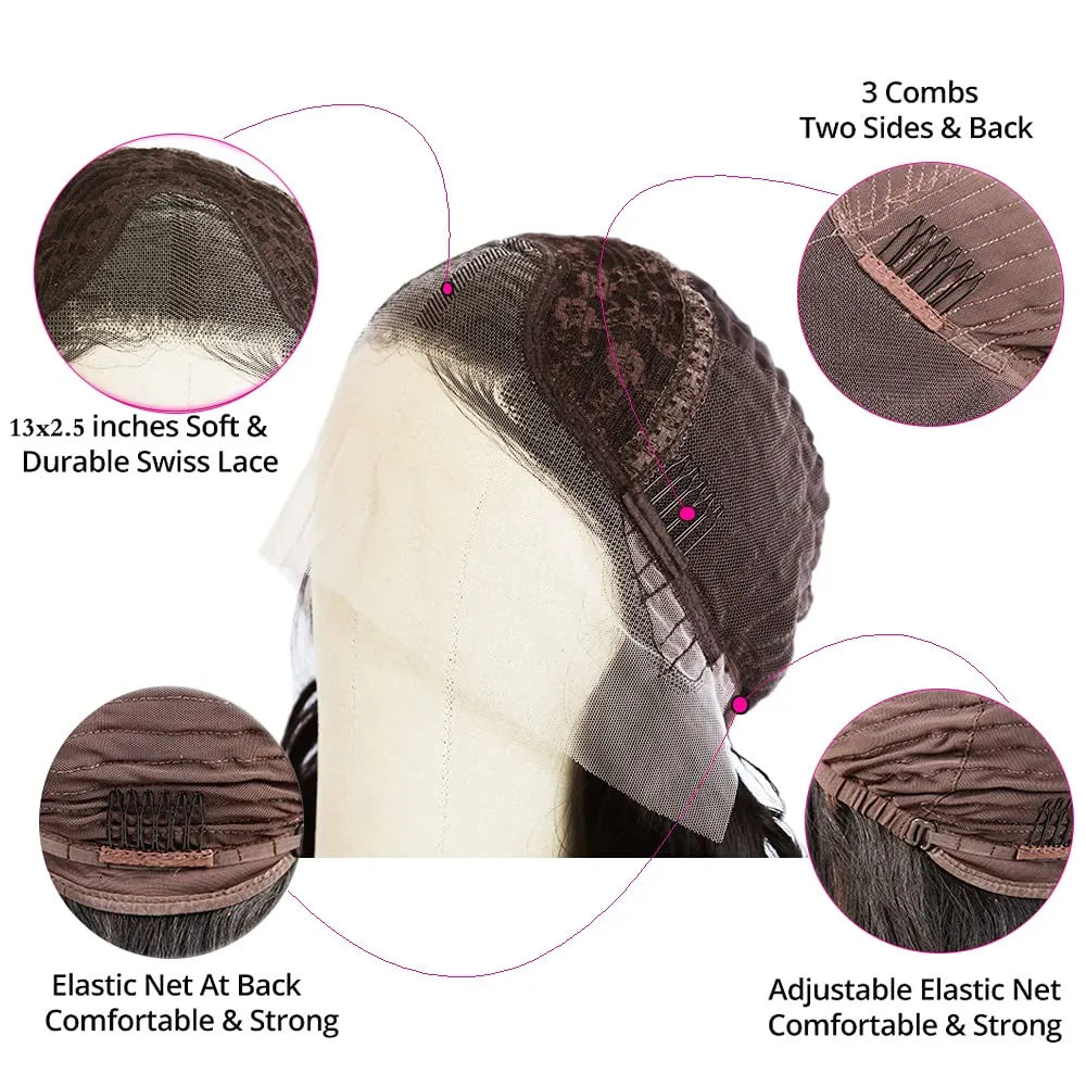 1B Burgundy Short Bob Loose Wavy Lace Front Wig For Women