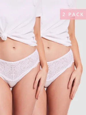 2 Pack Daily Essentials Stretch Lace & Cotton Hi-Cut (219)