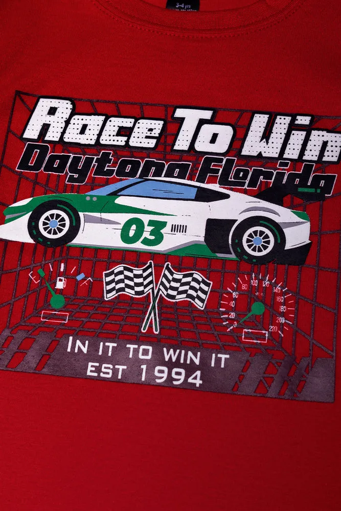 2 Pack Race Car Long Sleeve T-Shirts Grey And Red