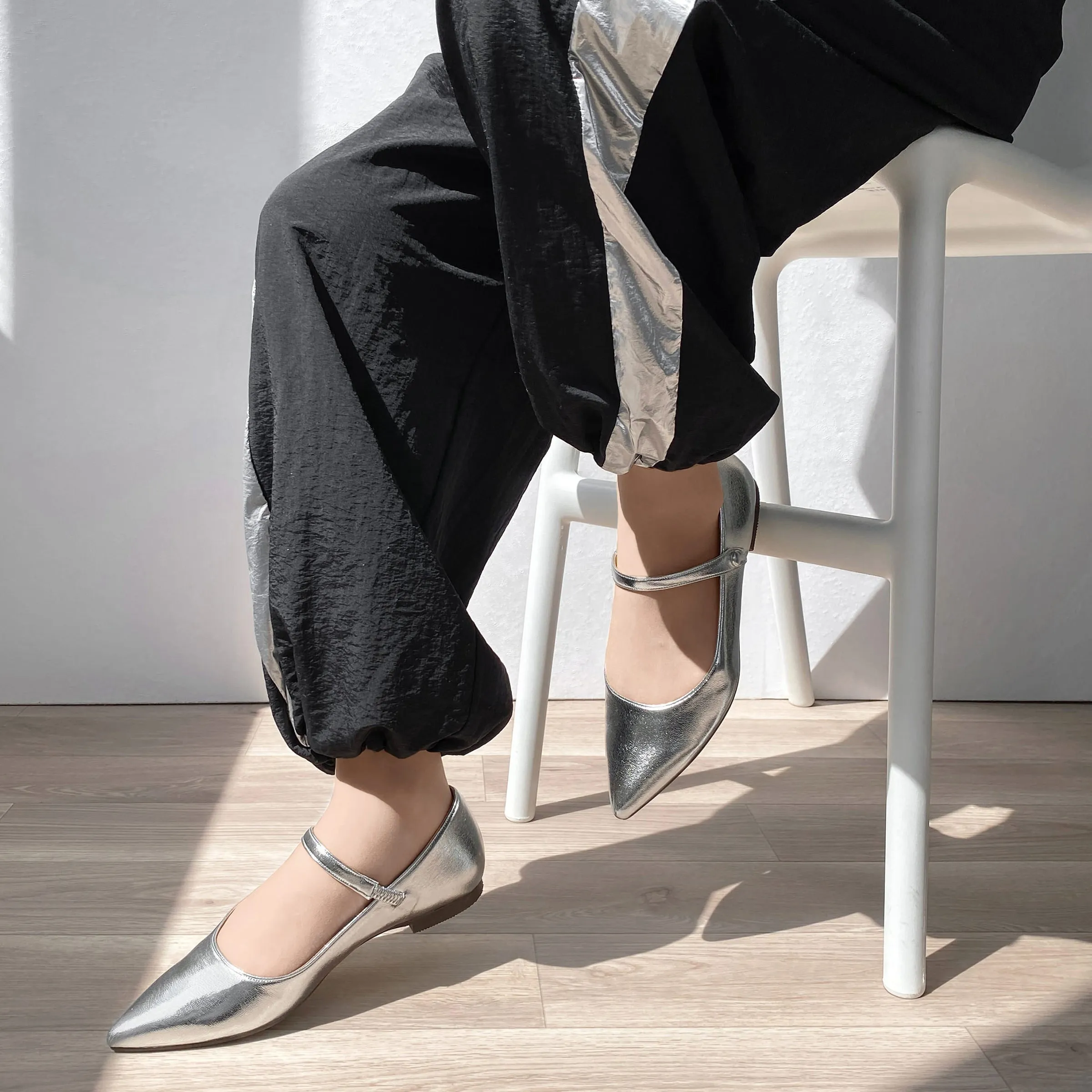 20%OFF: 2024SS: Mary Jane Strap Flat Shoes (4802) Silver
