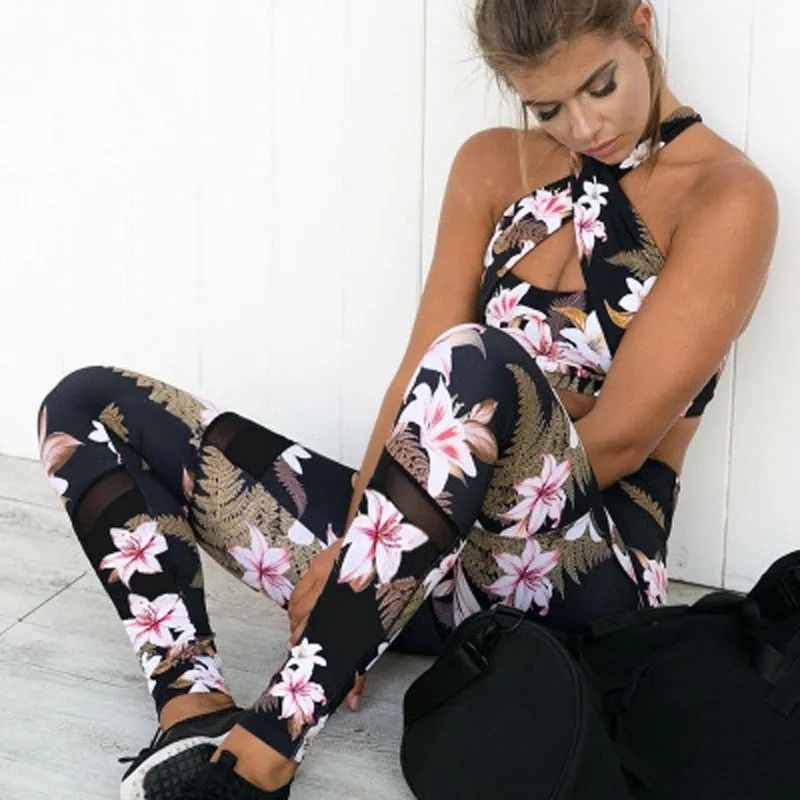 2Pcs Floral yoga sets