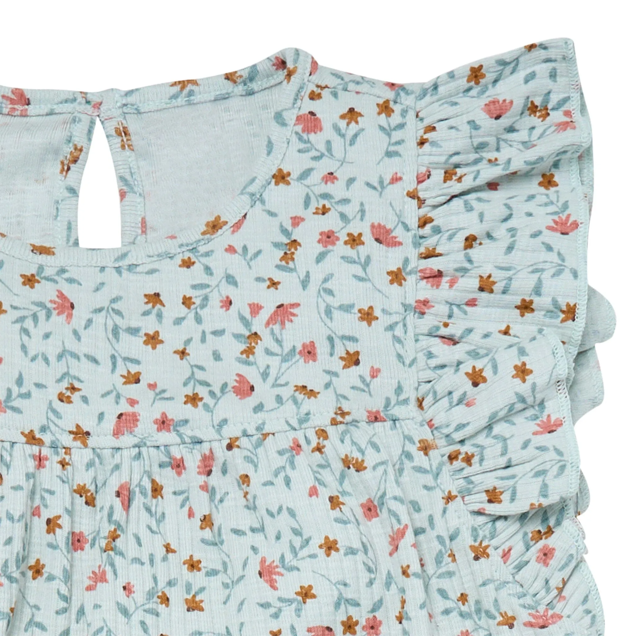 4-Piece Infant & Toddler Girls Vine Floral Flutter Sleeve Tops and Shorts Set