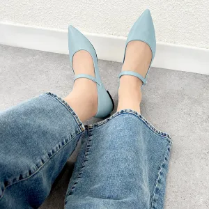 50% OFF: Mary Jane Strap Flat Shoes (4802) Blue Gray