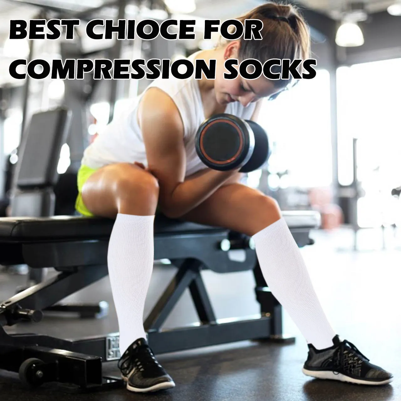 8-Pairs Black-White Compression Socks for Man and Woman (20-30 mmHG）| ACTINPUT