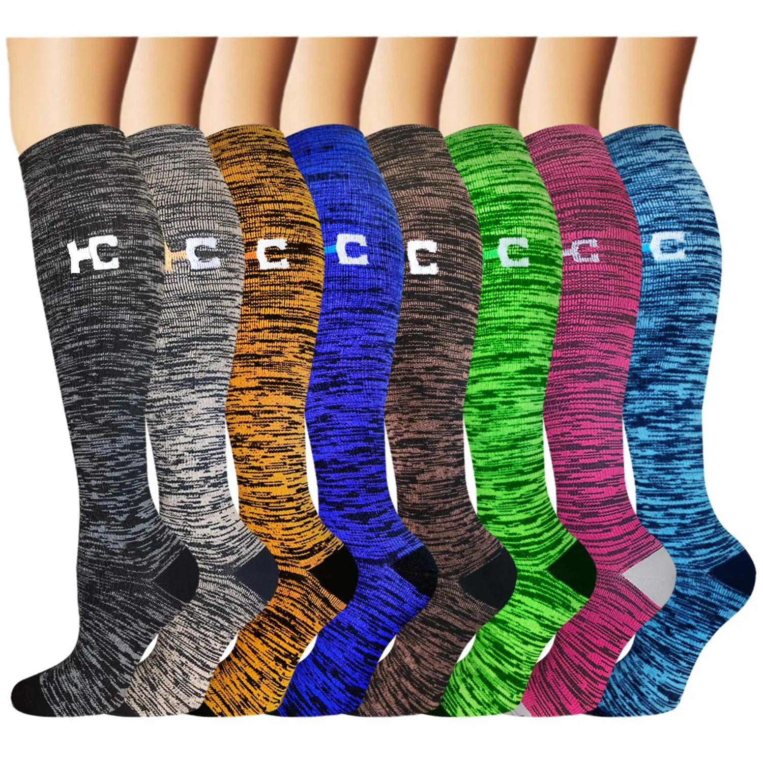 8-Pairs HC-Letter Compression Socks for Man and Woman (20-30 mmHG）| ACTINPUT