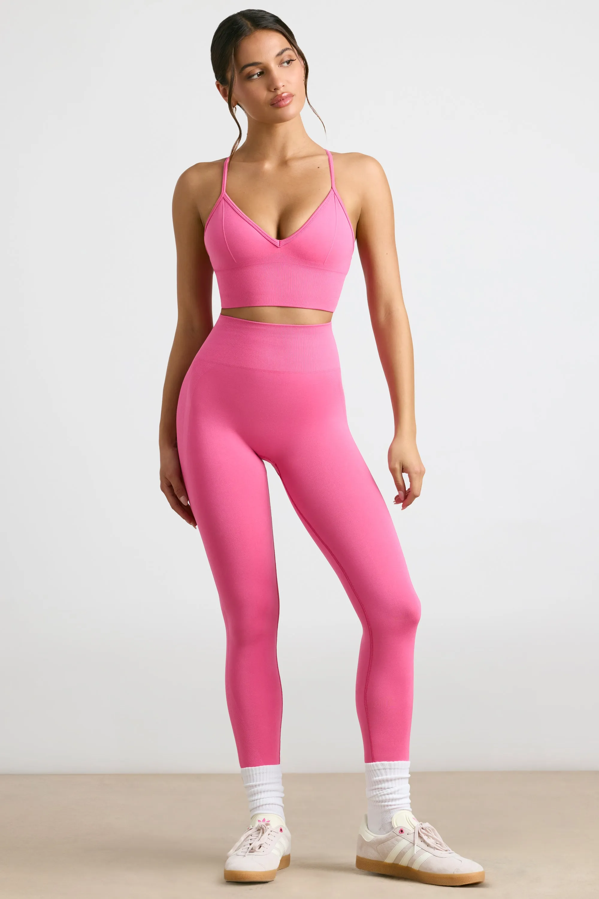 Admired - High-Waist Define Luxe Leggings in Hot Pink