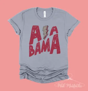 Alabama Unisex Soft Style Tee / Lightning Bolt State Shirt