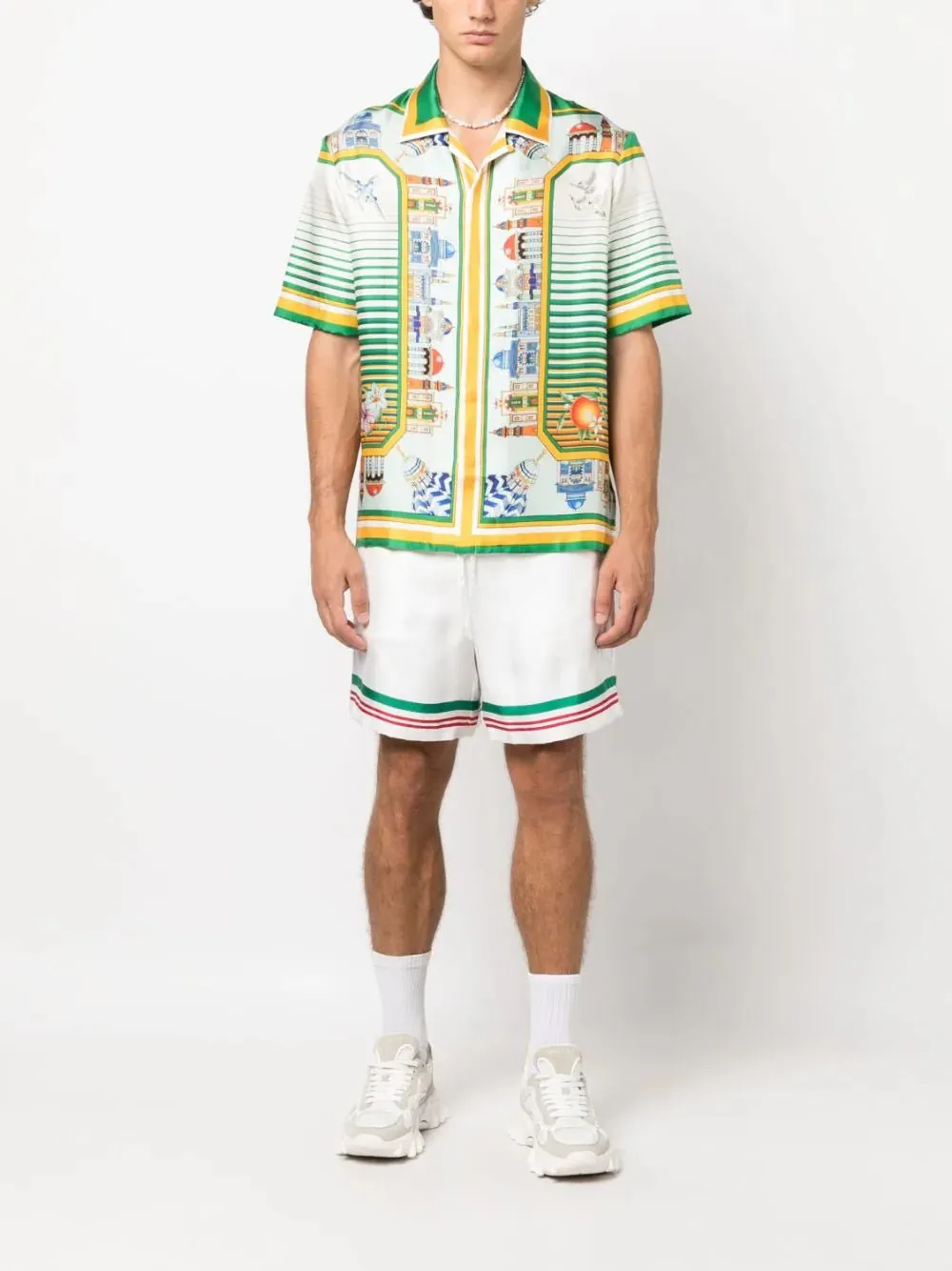 All-Over Graphic-Print Silk Shirt