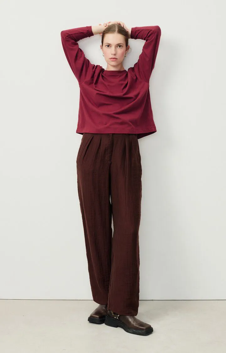 American Vintage Ypawood Long sleeved Tee in Berry Melange