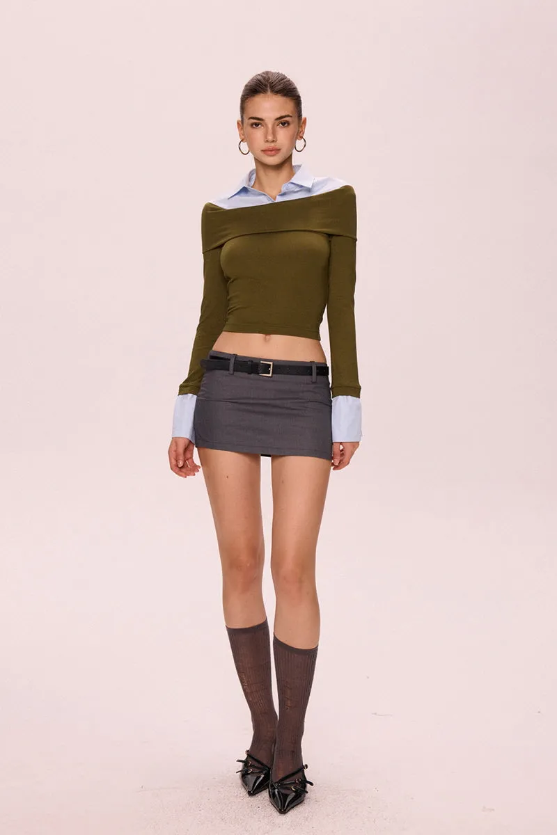 Asymmetrical Layered Top - Olive Green