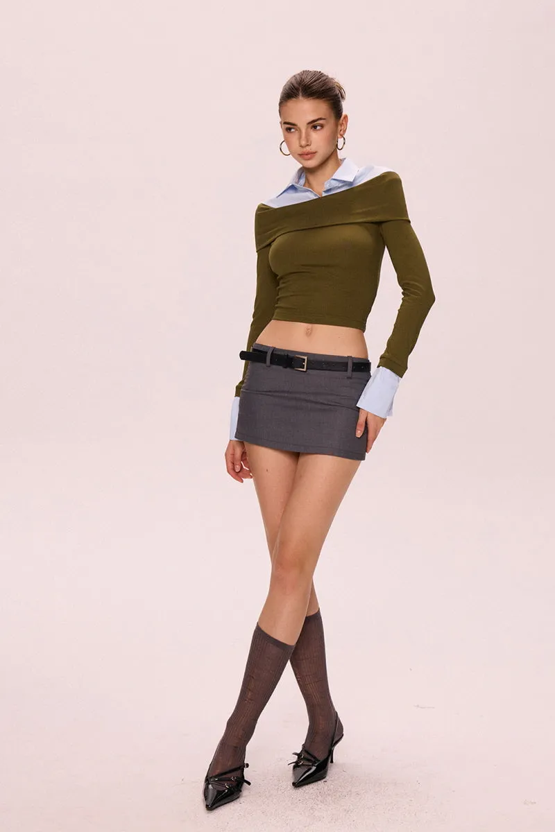 Asymmetrical Layered Top - Olive Green