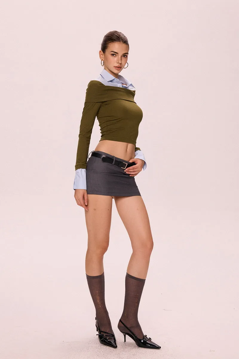 Asymmetrical Layered Top - Olive Green