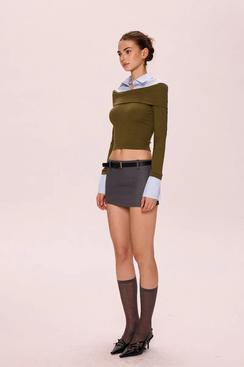Asymmetrical Layered Top - Olive Green