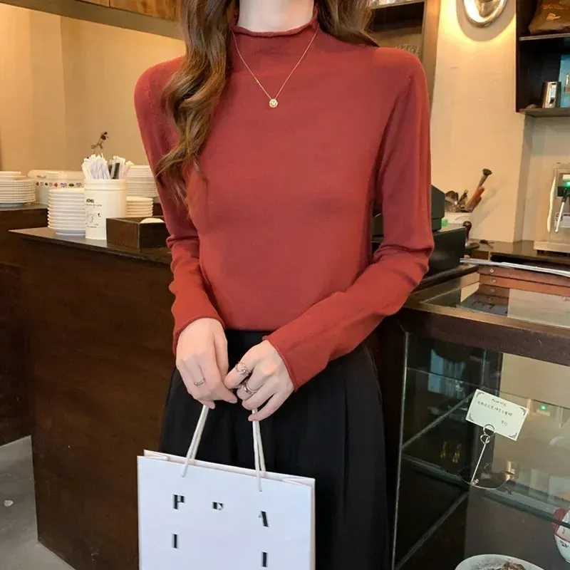 Autumn Winter Vintage Turtleneck Sweater for Women