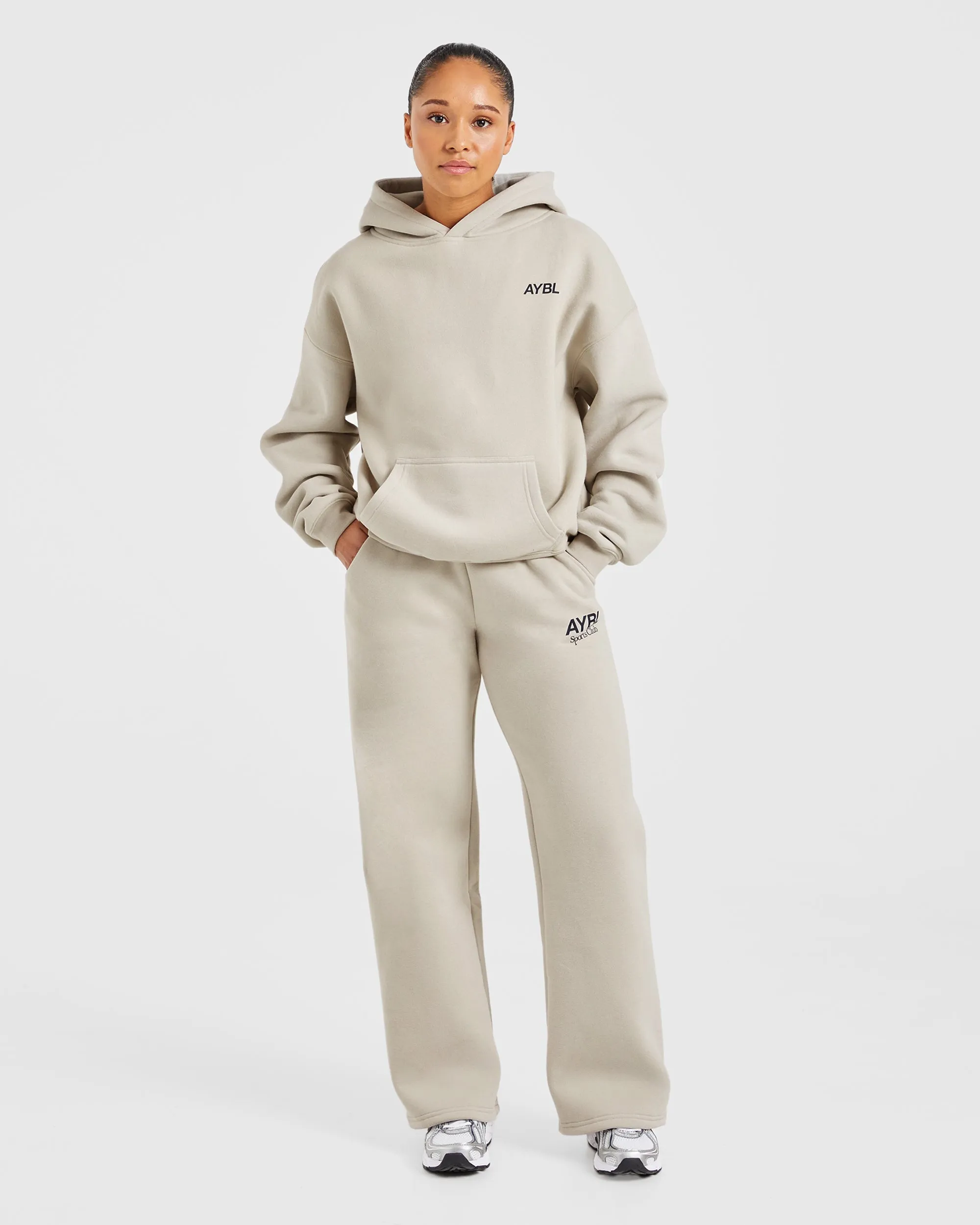 AYBL Sports Club Oversized Straight Leg Joggers - Sand/Navy