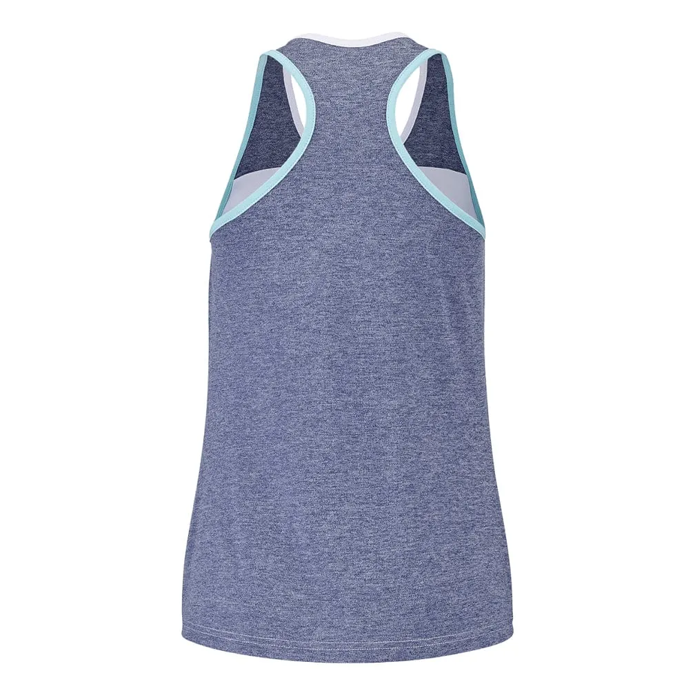 Babolat Play Womens Badminton Tank Top - White / Blue Heather