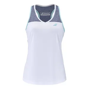 Babolat Play Womens Badminton Tank Top - White / Blue Heather