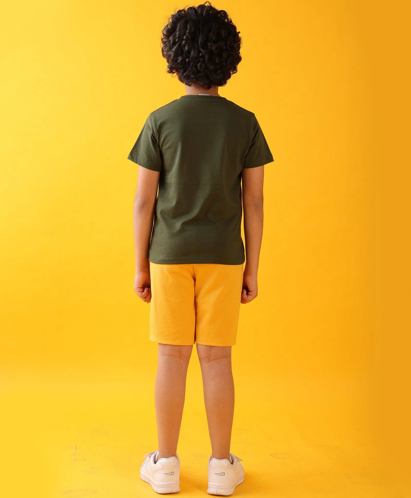 BEACH COAST MUSTARD SHORTS SET - OLIVE/MUSTARD