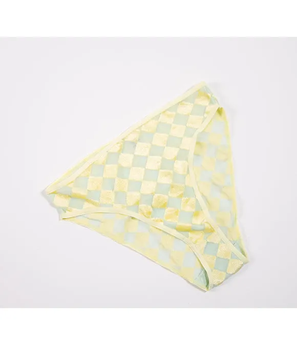 Bell pants in hewa yellow shiny velours