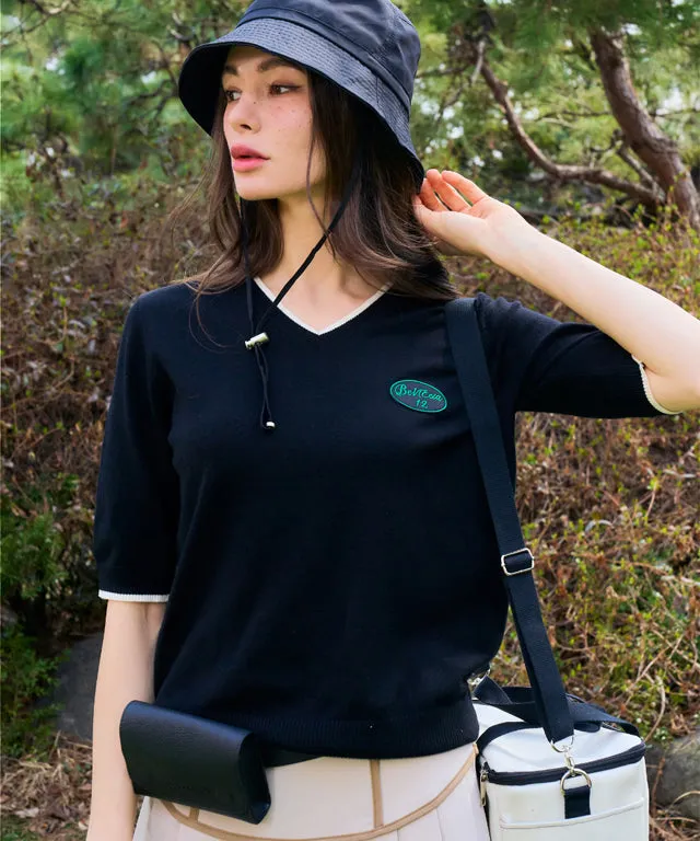 BENECIA 12 Soft Color Matching V-Neck - Black