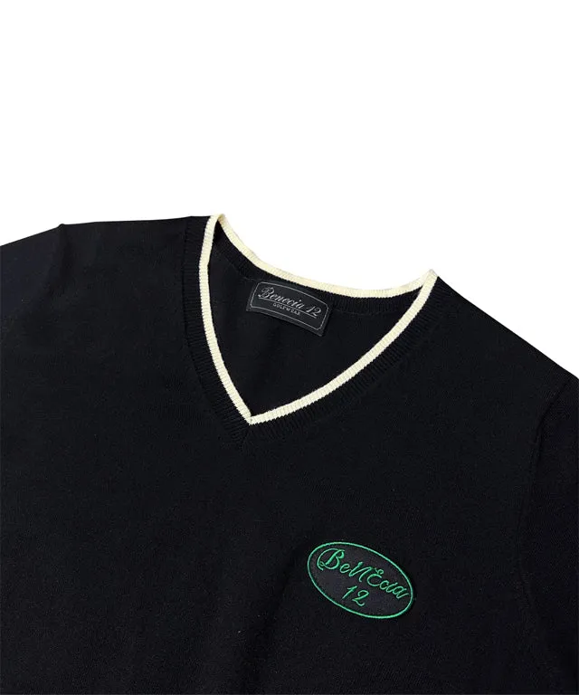 BENECIA 12 Soft Color Matching V-Neck - Black