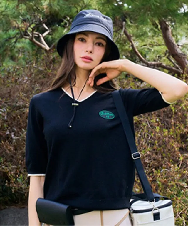 BENECIA 12 Soft Color Matching V-Neck - Black