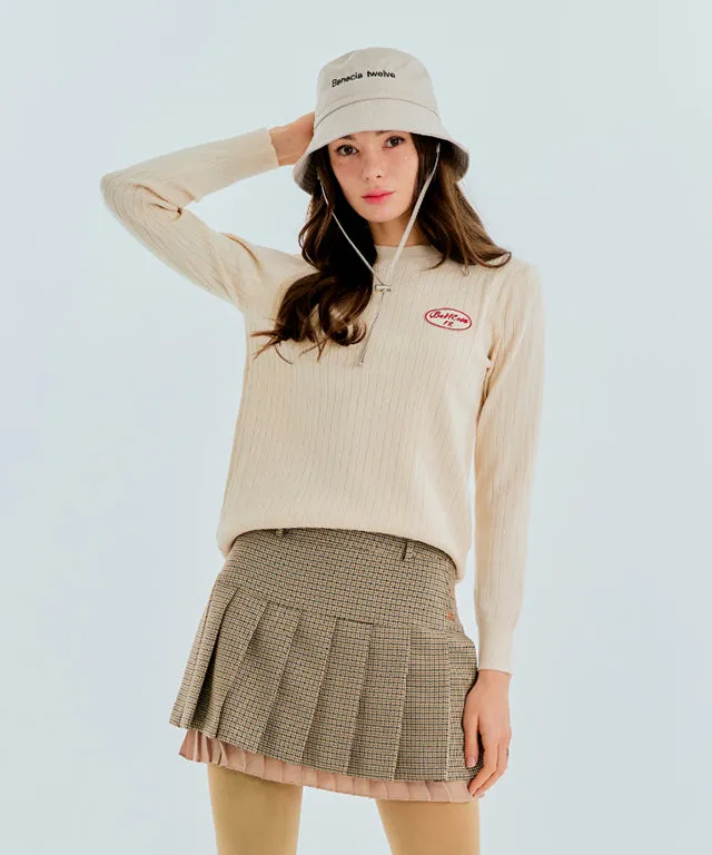 BENECIA 12 Twist Round Neck Top - Beige