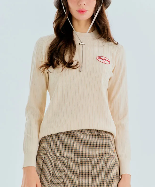 BENECIA 12 Twist Round Neck Top - Beige