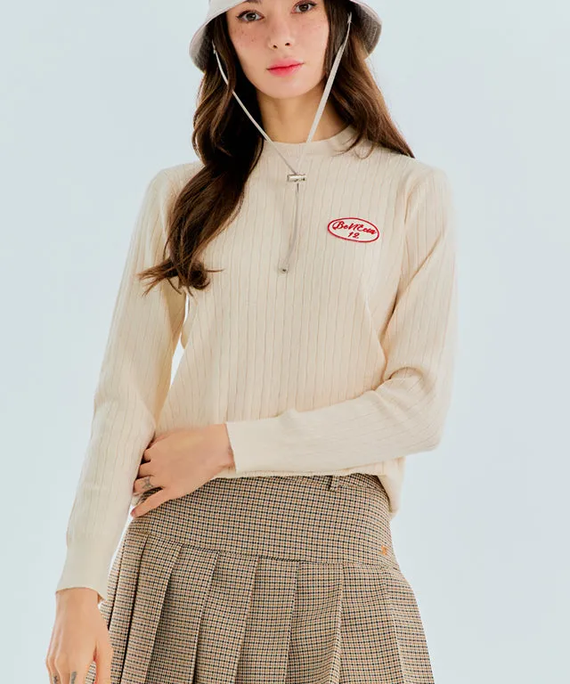 BENECIA 12 Twist Round Neck Top - Beige