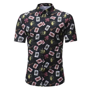 Black Cards check Mens Short Sleeve Button up Shirts - Tailored Slim