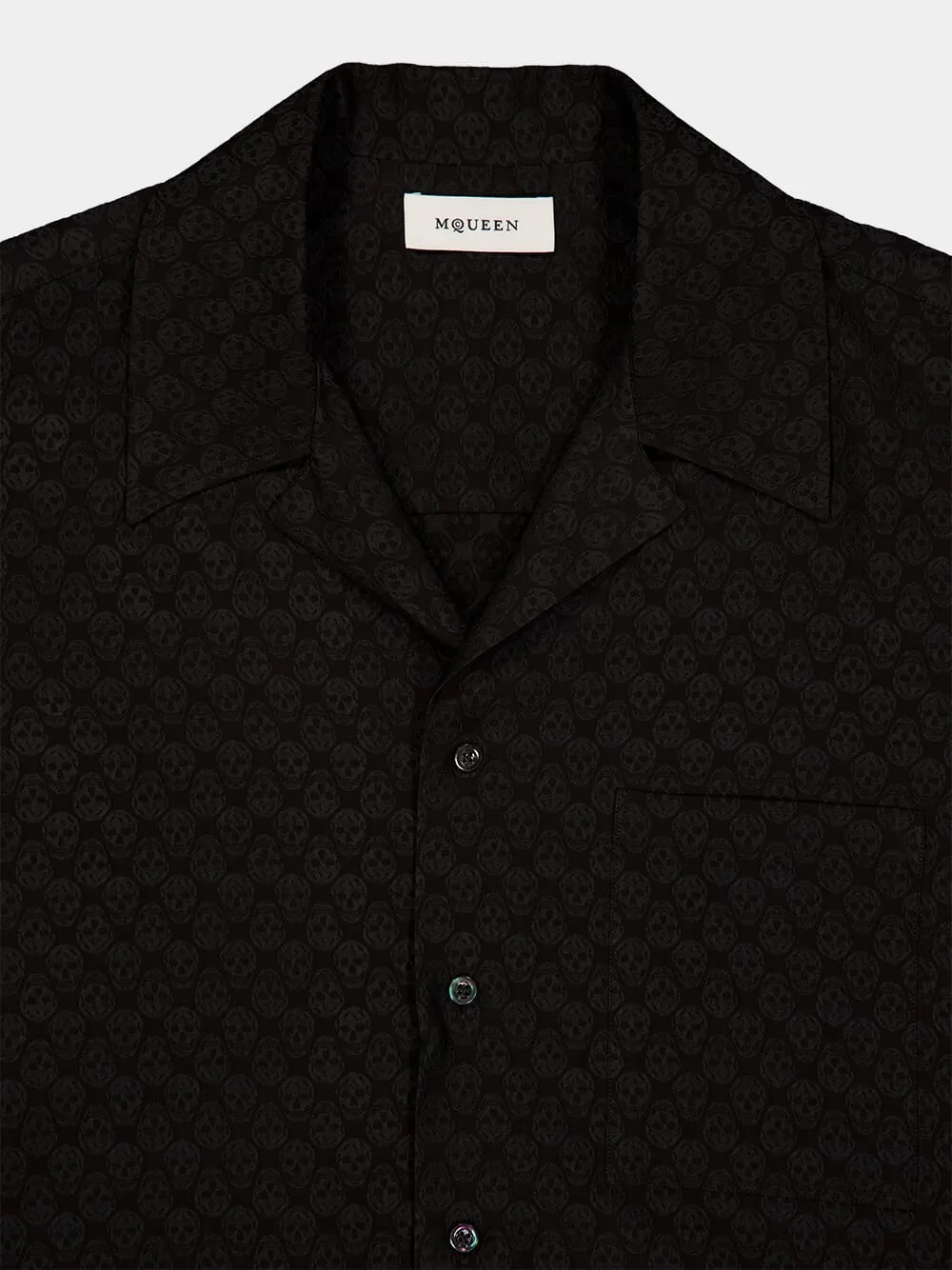 Black Jacquard Short-Sleeved Shirt