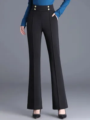 Black Pintuck Flared Pants