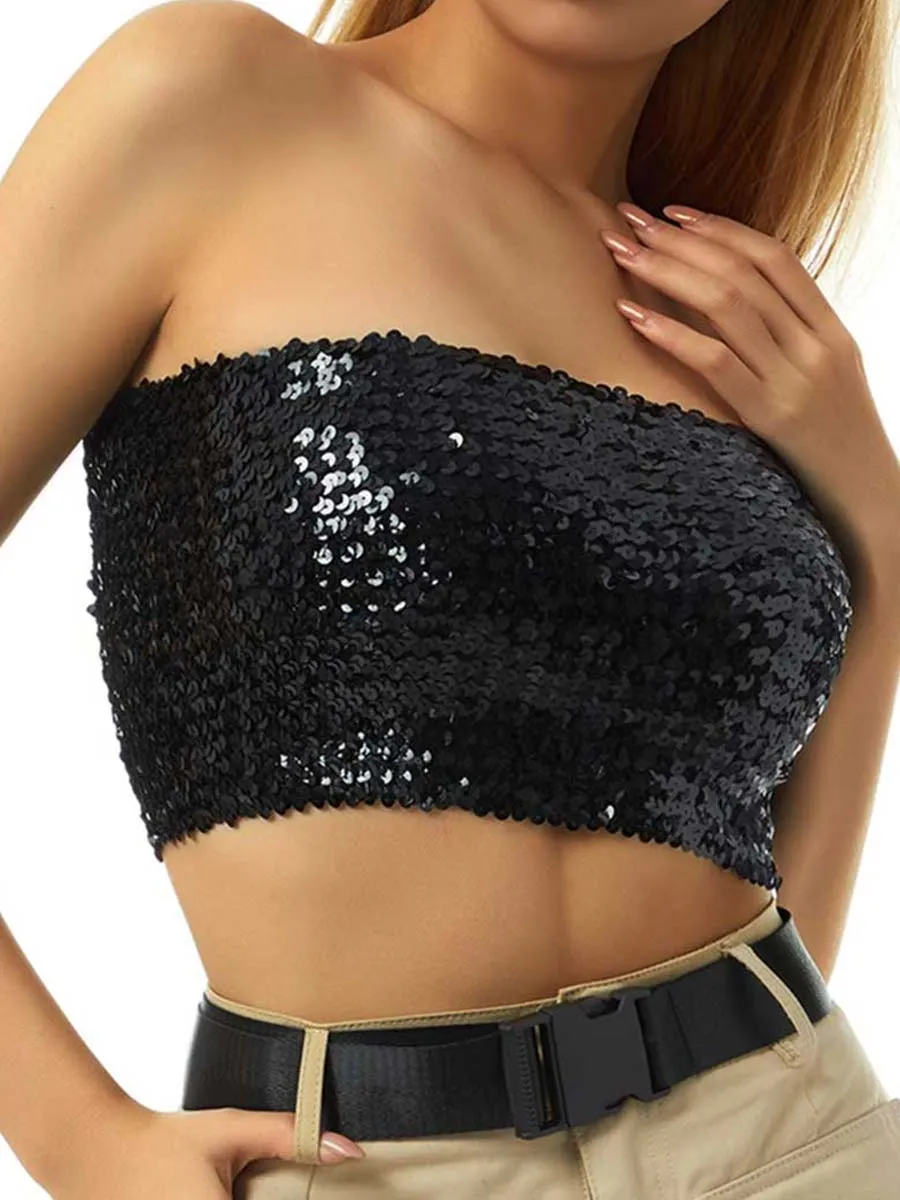 Black Sequin Tube Top