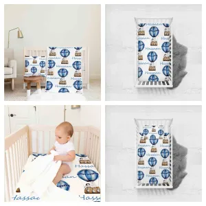 Blue white Themed Personalised Cot Set