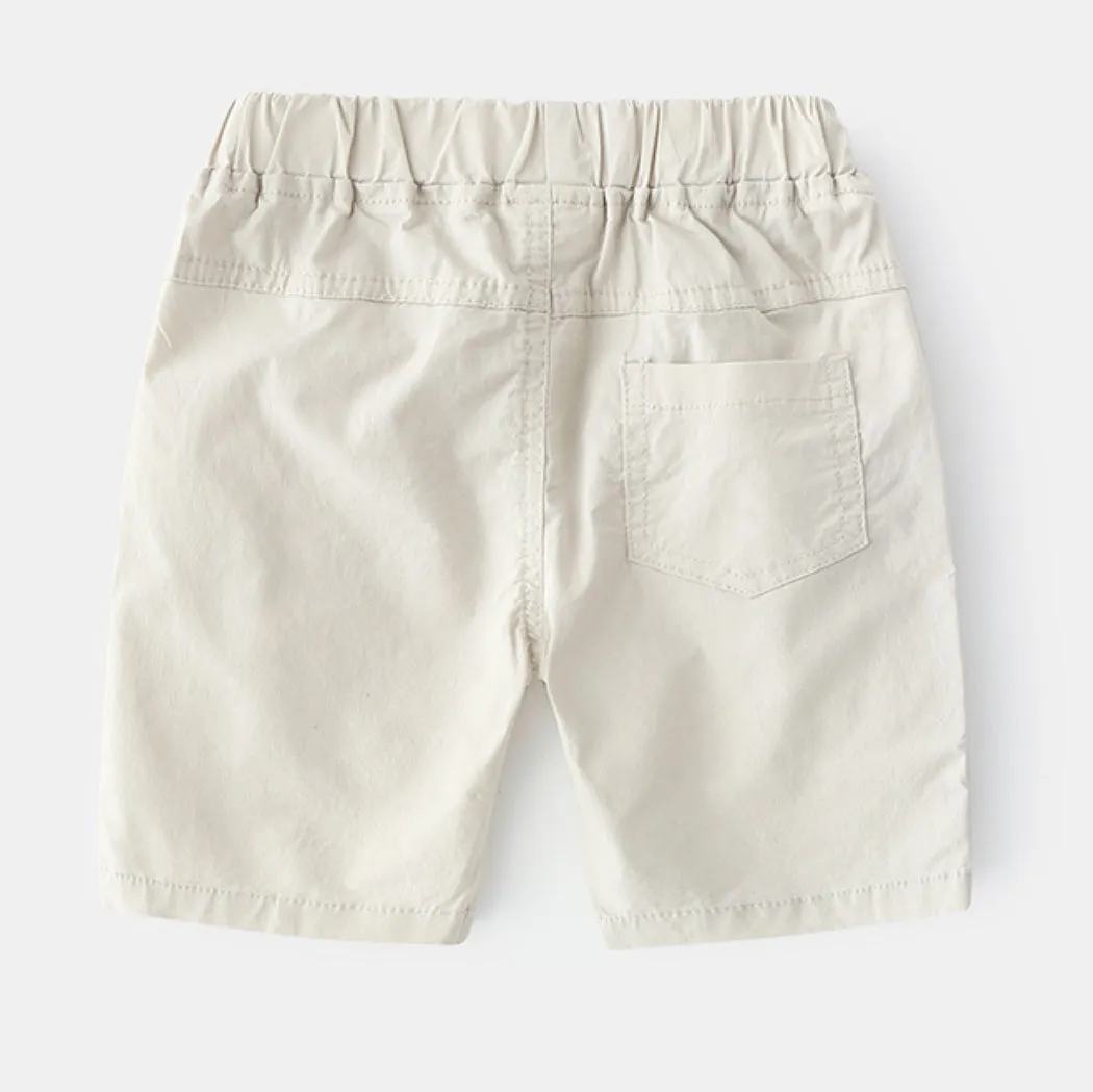 Boys Soft Thin Cotton Shorts - Beige, Navy, Red