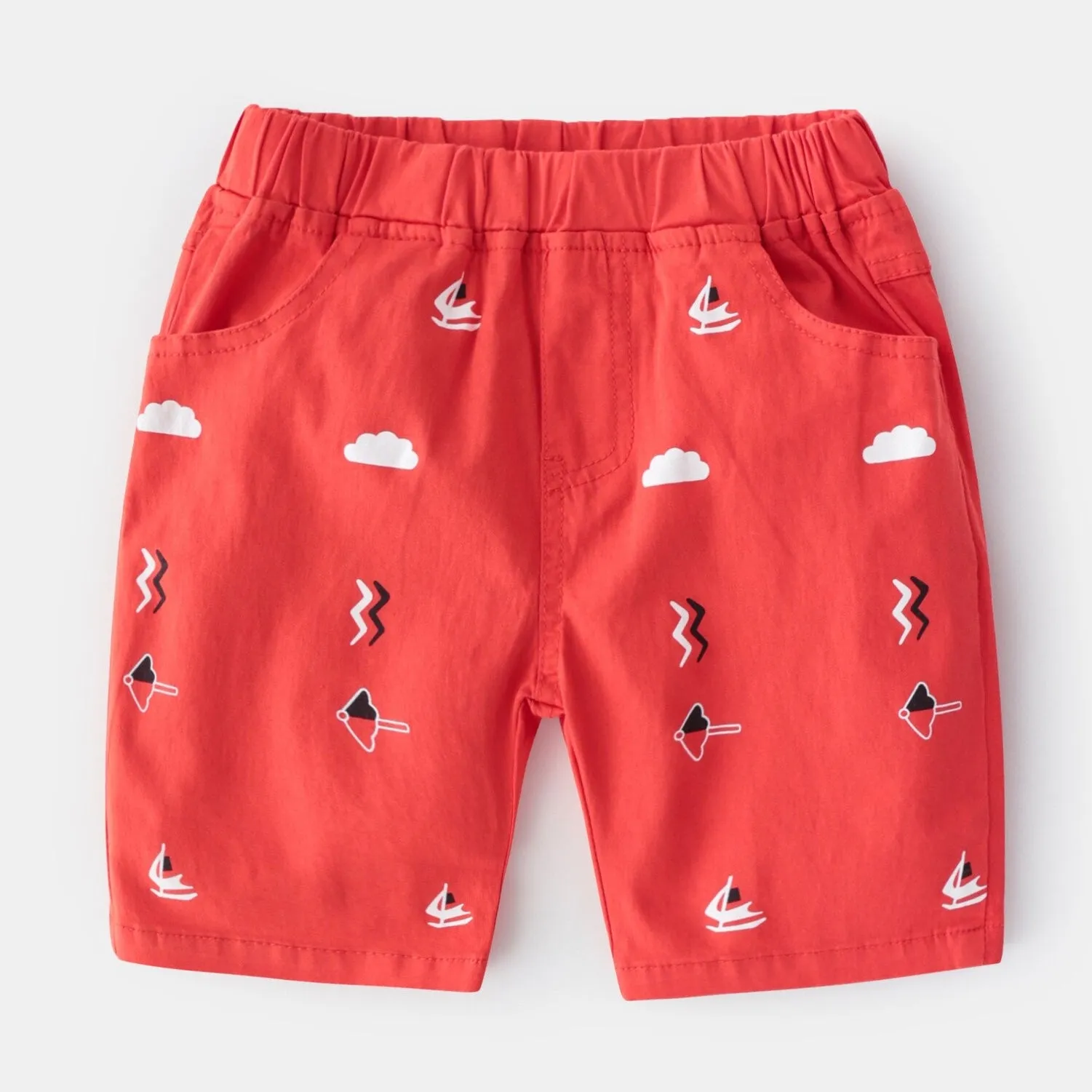 Boys Soft Thin Cotton Shorts - Beige, Navy, Red