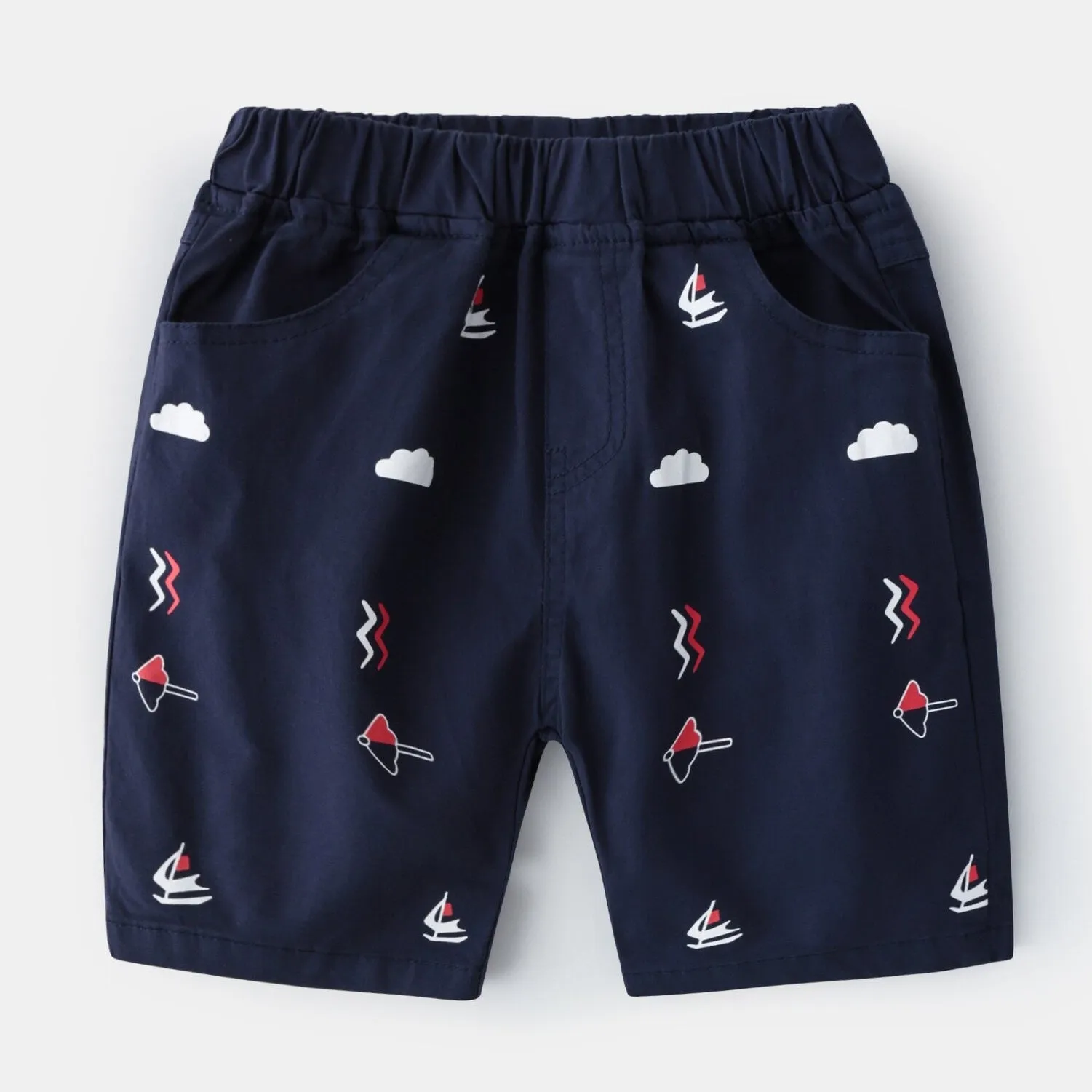 Boys Soft Thin Cotton Shorts - Beige, Navy, Red