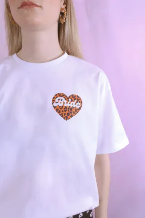 Bride leopard print heart T shirt