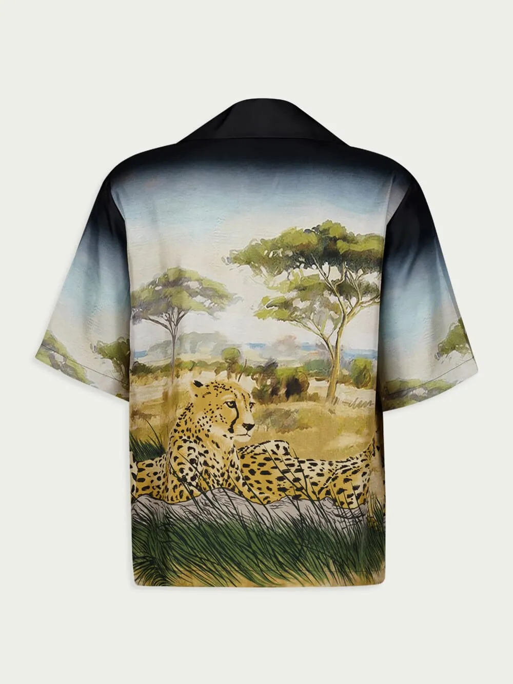 Cheetah-Print Silk Bowling Shirt