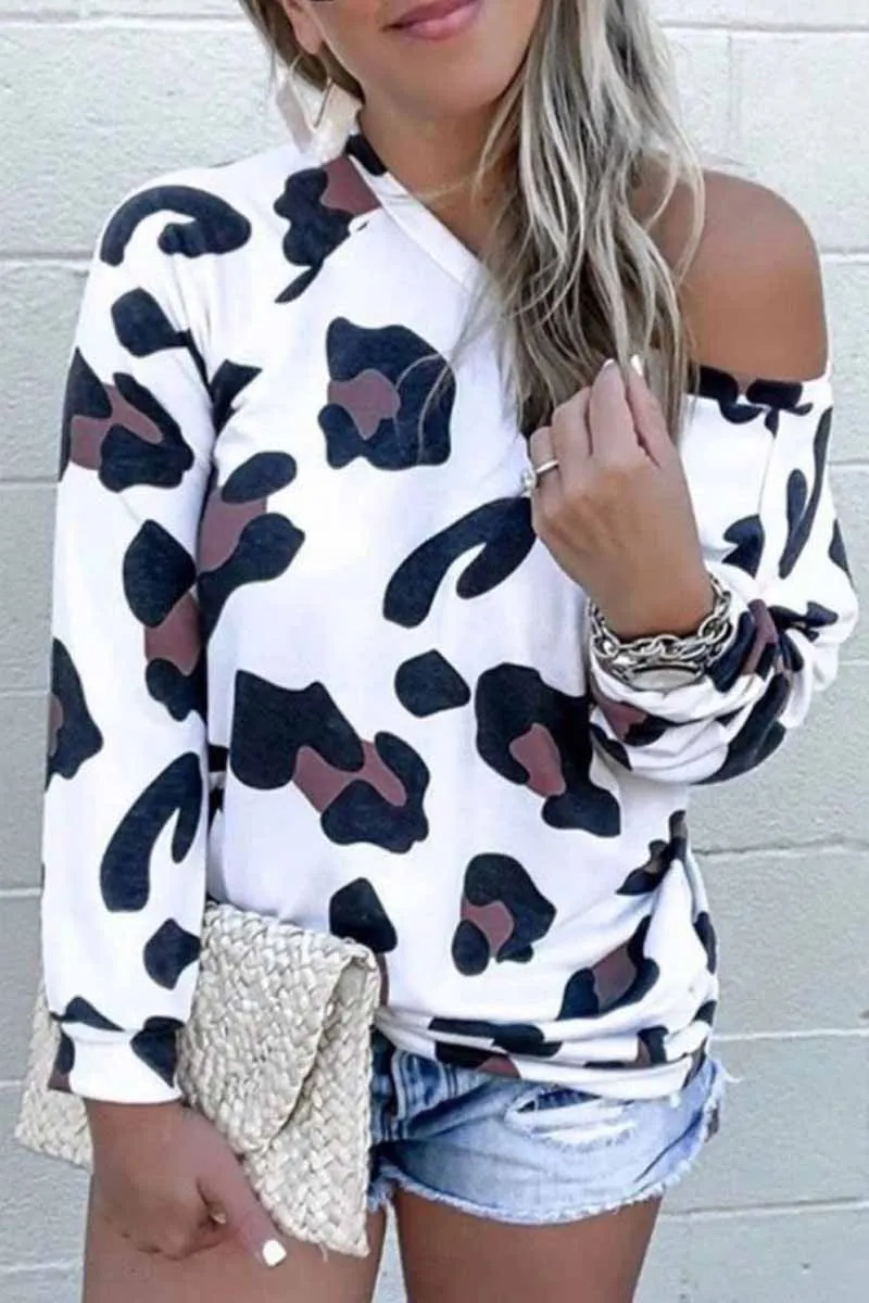 Chicindress Off-Shoulder Leopard O-Neck Top