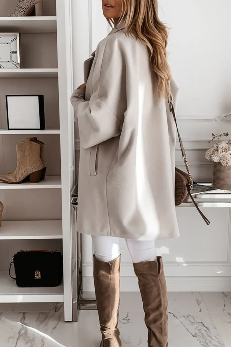 Chicindress Solid Color Lapel Coat With Pocket(2 Colors)