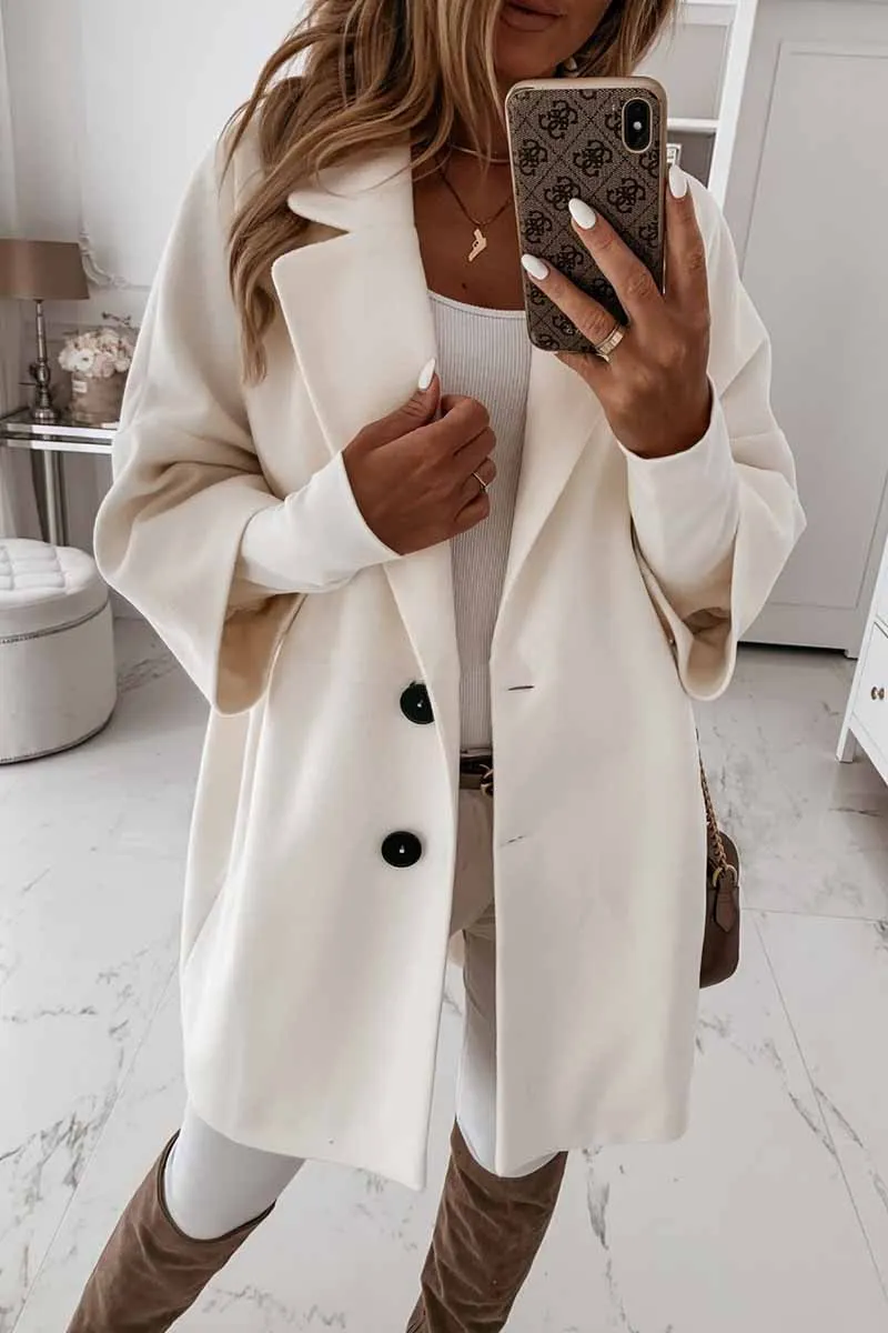 Chicindress Solid Color Lapel Coat With Pocket(2 Colors)