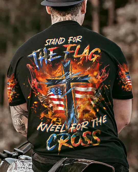Christianartbag 3D T-Shirt For Men, Stand For The Flag Kneel For The Cross Men's All Over Print Shirt, Christian T-Shirt, Christian 3D T-Shirt, Unisex T-Shirt.