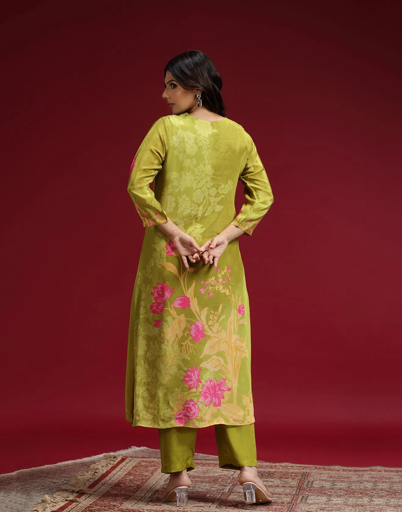 Citron Pea Printed Kurta Set