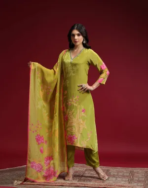 Citron Pea Printed Kurta Set