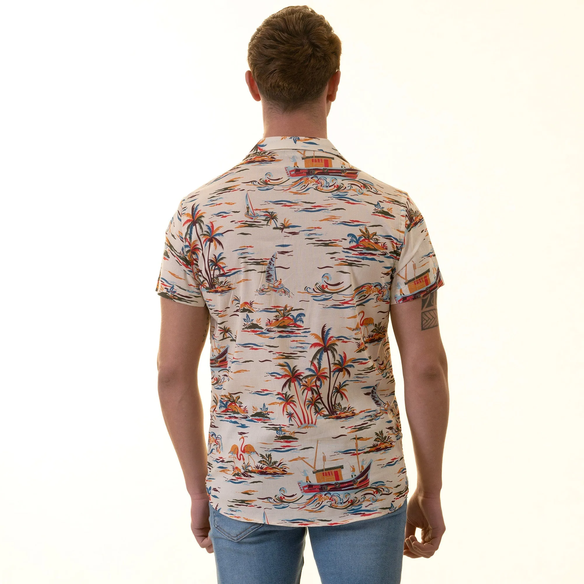 Colorful Palm Trees European Made & Designed Hawaiian Summer Shirts