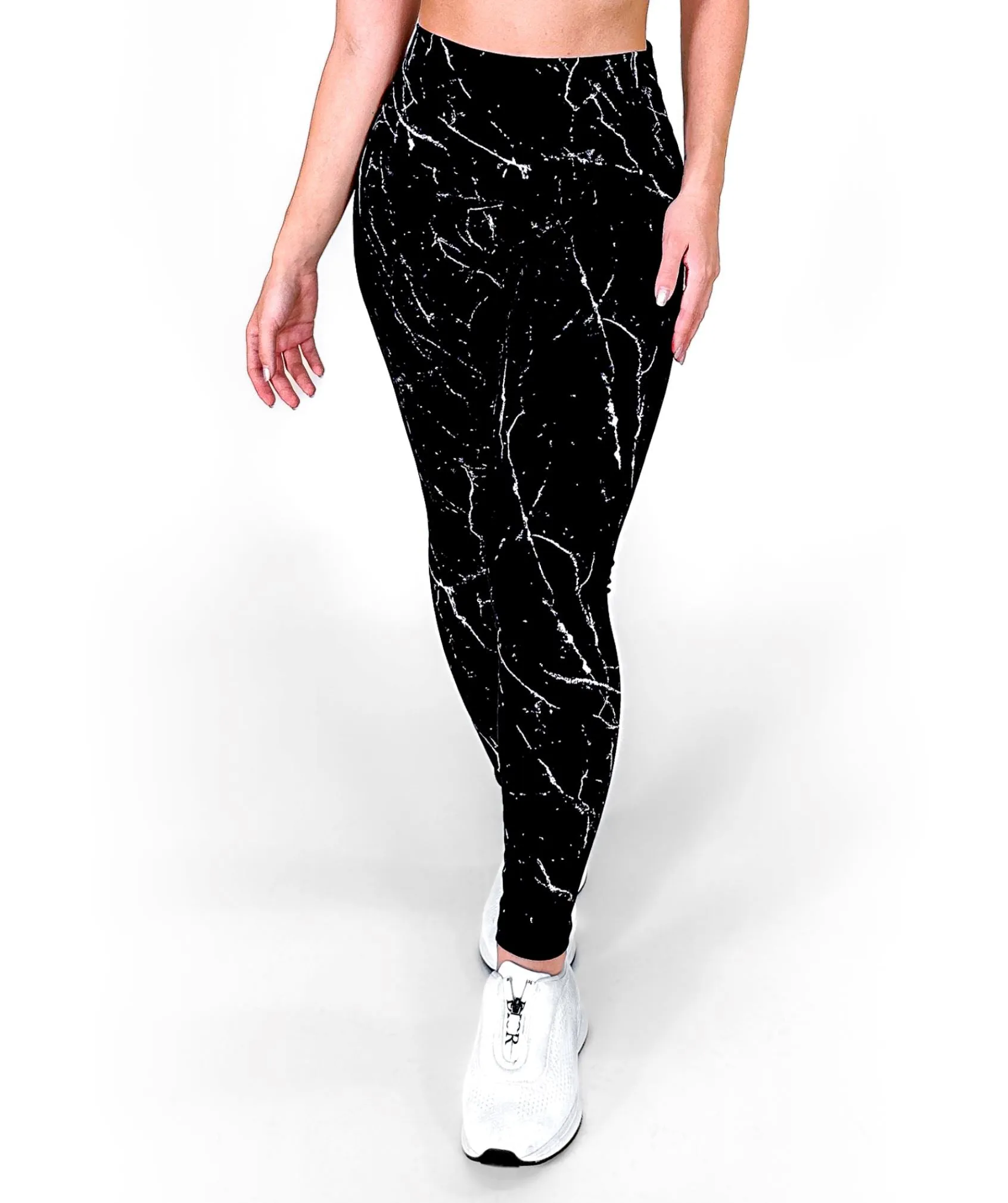 Conjunto Elite Negro Mármol • Dos Piezas | Leggins Negro Mármol   Top Grecia Blanco
